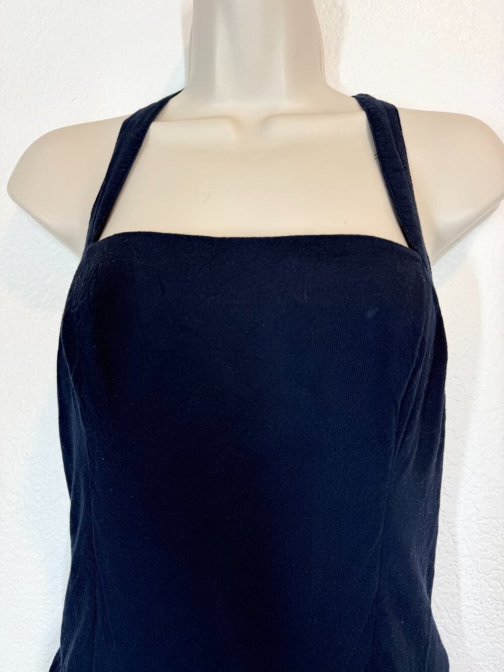Hollister Navy Blue Smocked Halter Mini Dress Size Small - Picture 4 of 11